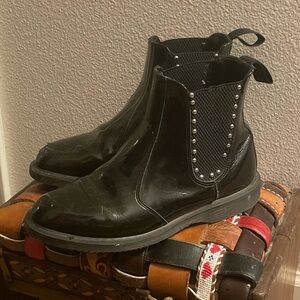 Black Patent Leather Chelsea Boots